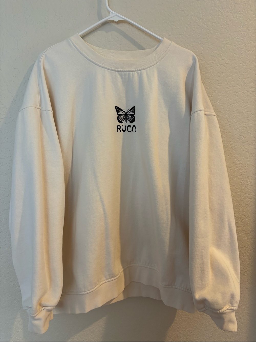 RVCA Cream Butterfly Logo Crewneck Sweater